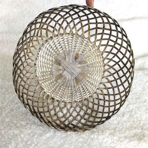 Vintage Silver-Plated Woven Fruit Basket with Scalloped Edge and Braded Pedestal